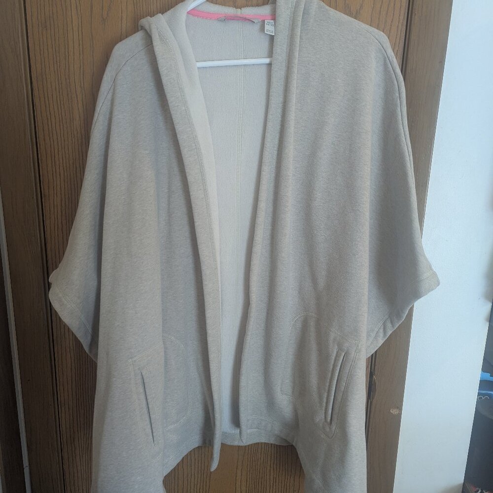 Isaac Mizrahi Open‎ Front Fleece Lined Oversized Hooded Sweatshirt Poncho